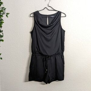 The Limited Women Black Romper Cowl Neck Sleeveless Drawstring Waist Pockets M